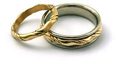 gold inlaid wedding bands