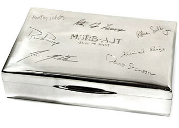 Sterling box hand engraved with signatures